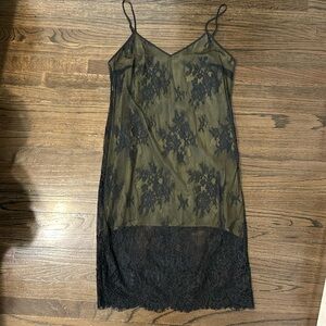 Gold Hawk Silk Lace overlay mini dress * size small